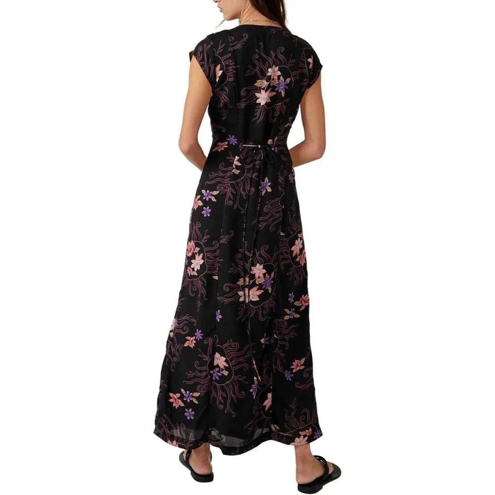 Free People Rosemary Printed Midi‎ Night Combo, XS (Women's 0-2)